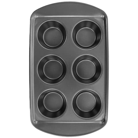 Gibson Baker's Friend 6 Cup Nonstick Steel Muffin Pan in Grey - Silver