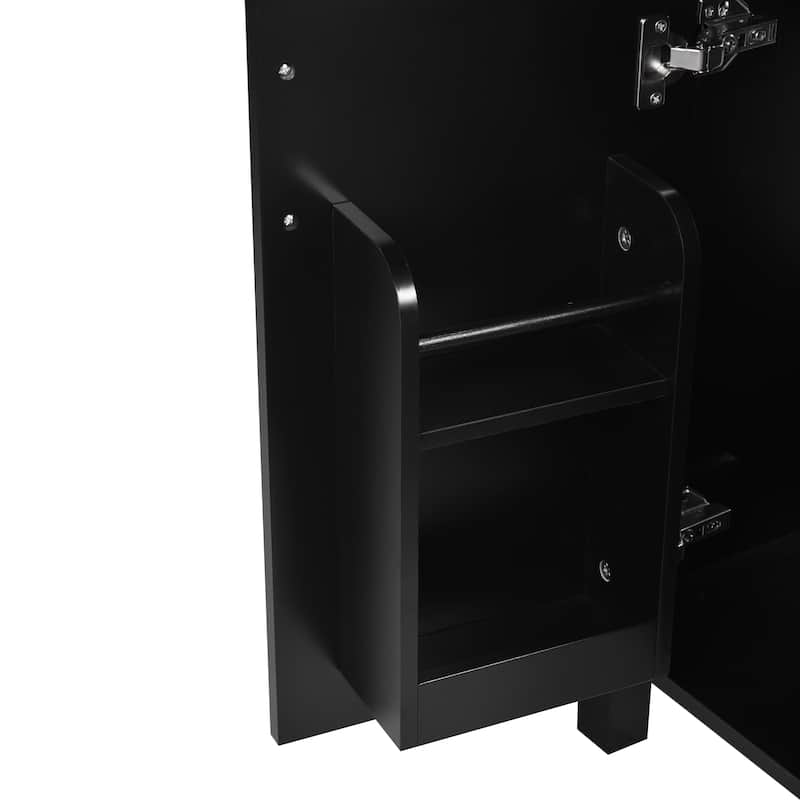 Freestanding Bathroom Vanity Compact Cabinet with Sink, 2 Drawers, Storage Door Racks, Gold Handles and Soft Close Mechanisms