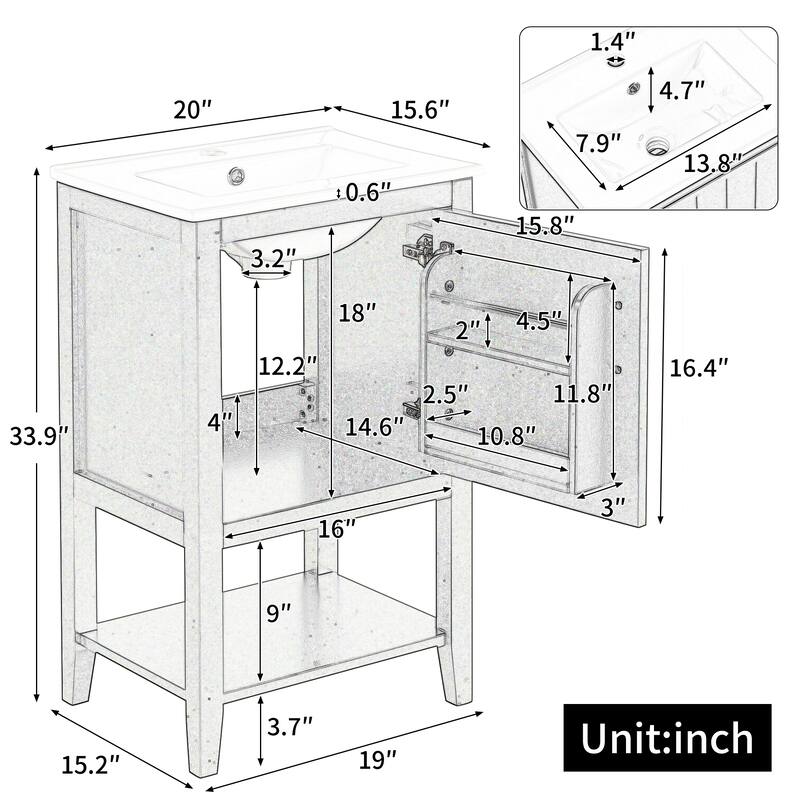 GDFStudio - Ethan Caldwell Compact Freestanding Bathroom Vanity with Smart Storage