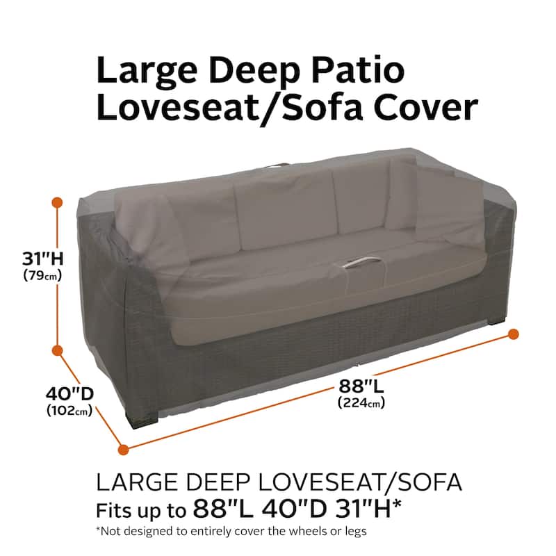 Classic Accessories Ravenna Water-Resistant 88 Inch Deep Seated Patio Loveseat Cover