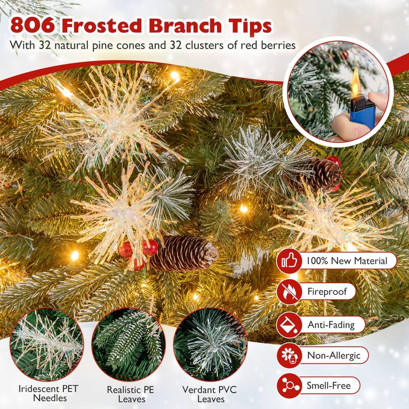 Costway 5/6/7 FT Artificial Christmas Tree with 602/806/1072 Branch - Green - See Details