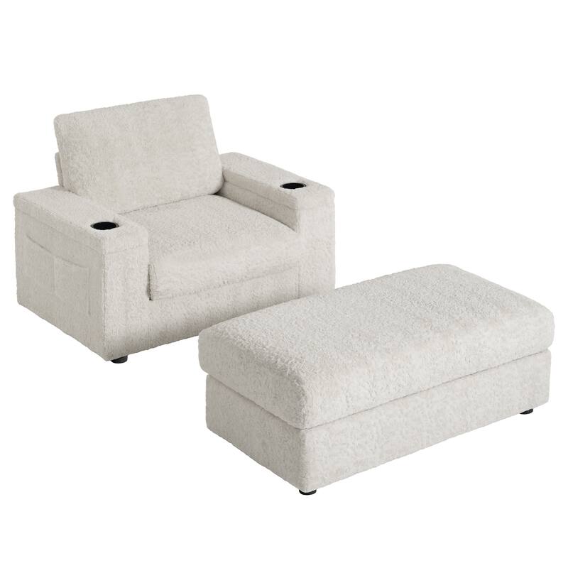 42" Oversized Chaise Lounge Indoor Sofa Bed with Storage Ottoman