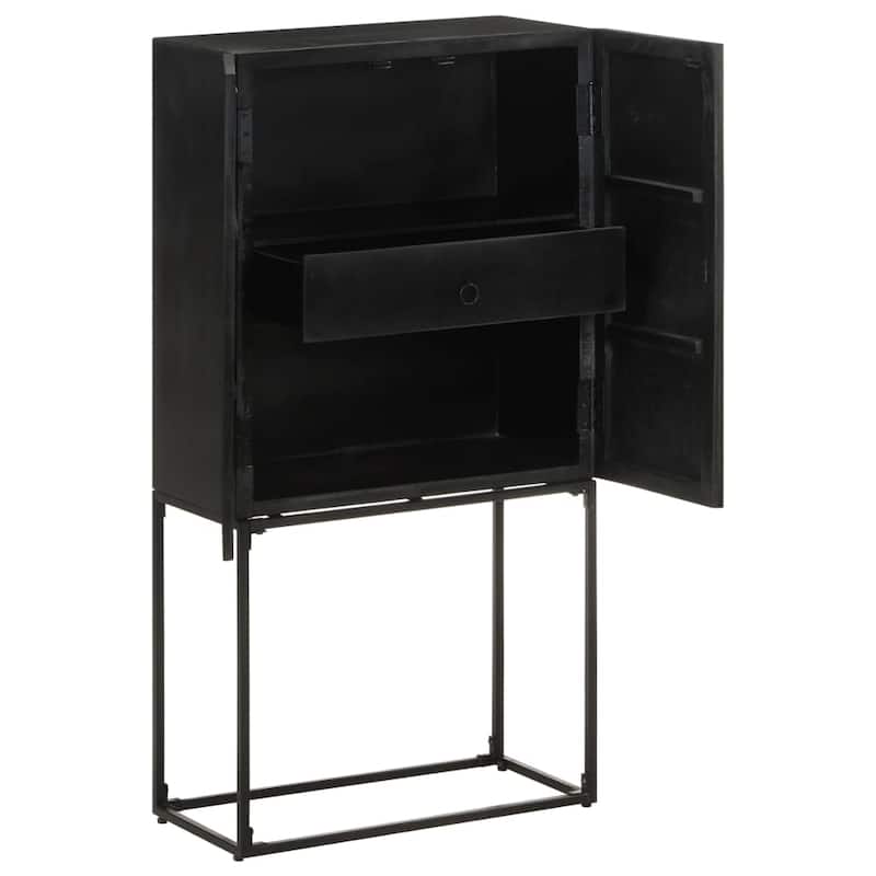 vidaXL Sideboard Black 23.6"x11.8"x47.2" Solid Acacia and Mango Wood