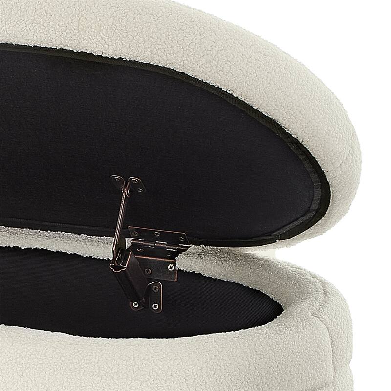 Oval Upholstered Storage Ottoman with Flip Design