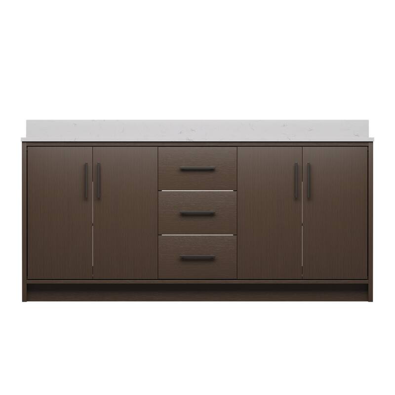 72-Inch Modern Style Bathroom Vanity with Double Ceramic Sink