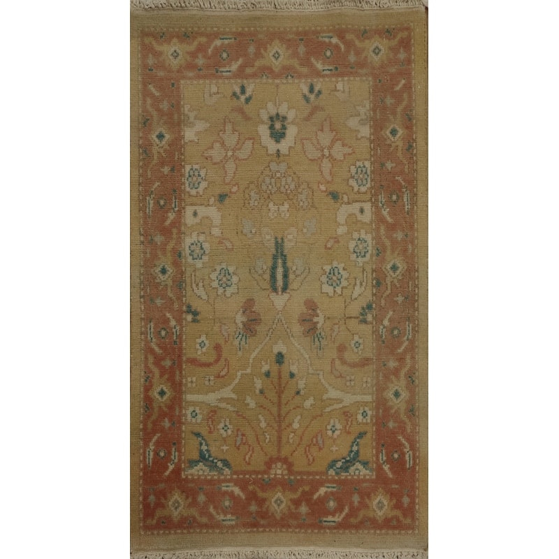 Hand Knotted Oriental 100% Wool Carpet Traditional All-Over Brown Ziegler Area Rug - 3' 1'' X 1' 11''
