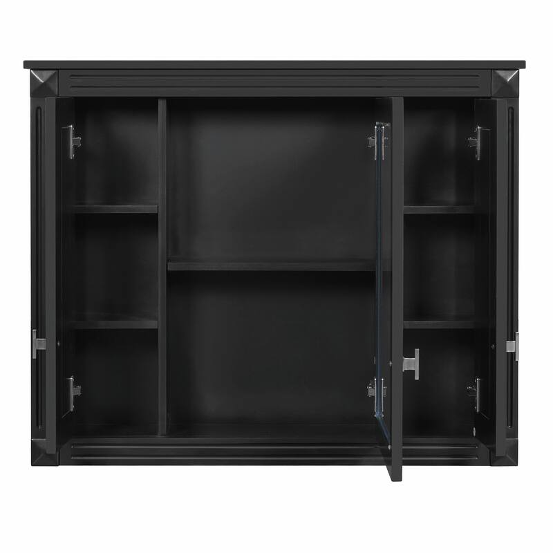 Wall-Mounted Medicine Cabinet with 4 Shelves, Mirrored Door Over-Toilet Storage