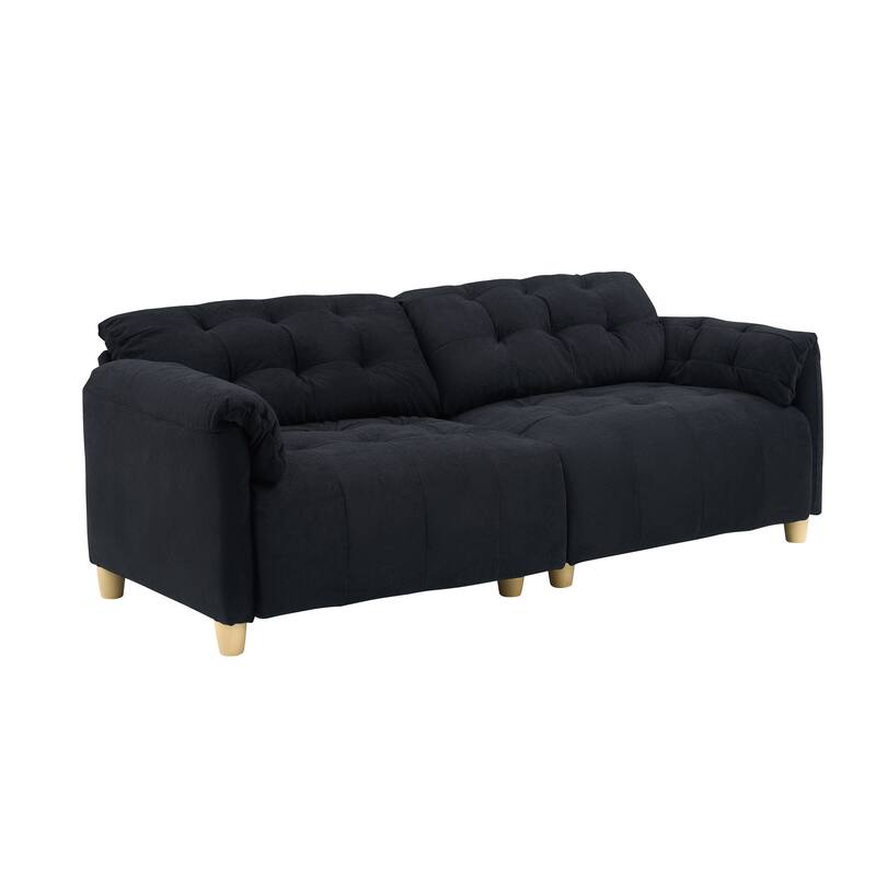 83.1" Flannelette 3-Seater Sofa with High-Density Foam, Solid Wood Frame, Easy Assembly