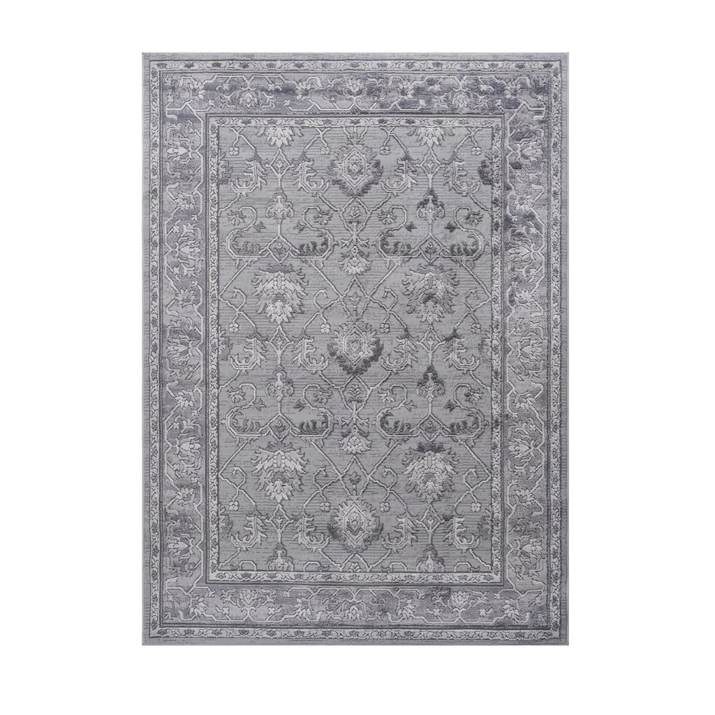 LOOM & LUXE Collection 5X7 Grey/Oriental Non-Shedding Area Rug - 90" D x 63" W x 0.35" H
