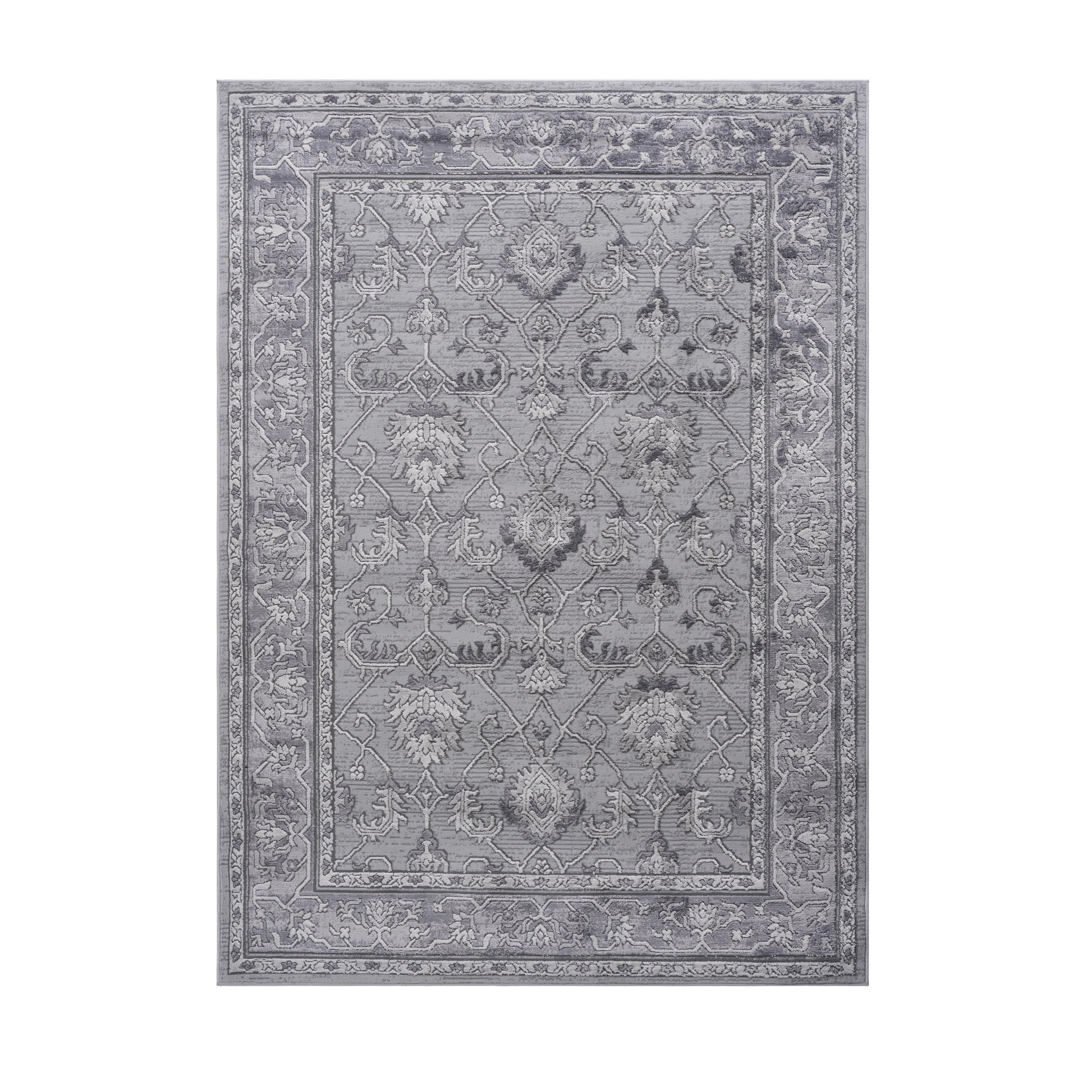 MARFI Collection 5X7 Grey / Oriental Non-Shedding Area Rug - 90" D x 63" W x 0.35" H