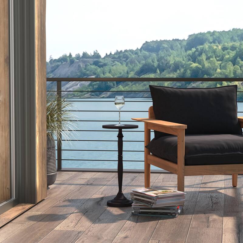 Landon Outdoor Round Metal Pedestal Side Table