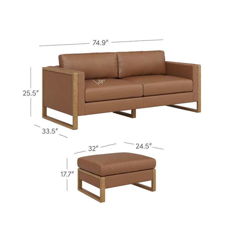 Madison Modern Upholstered Modular Sofa or Couch for Living Room with Solid Wood Legs