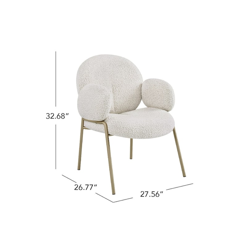 Spruce & Spring Modern Light-Luxury Cloud-Shaped Teddy Dining Chair with Arms