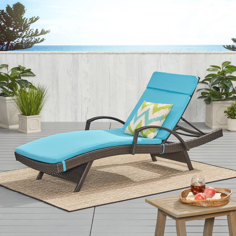 Toscana Outdoor Wicker Armed Cushioned Chaise Lounge by Christopher Knight Home