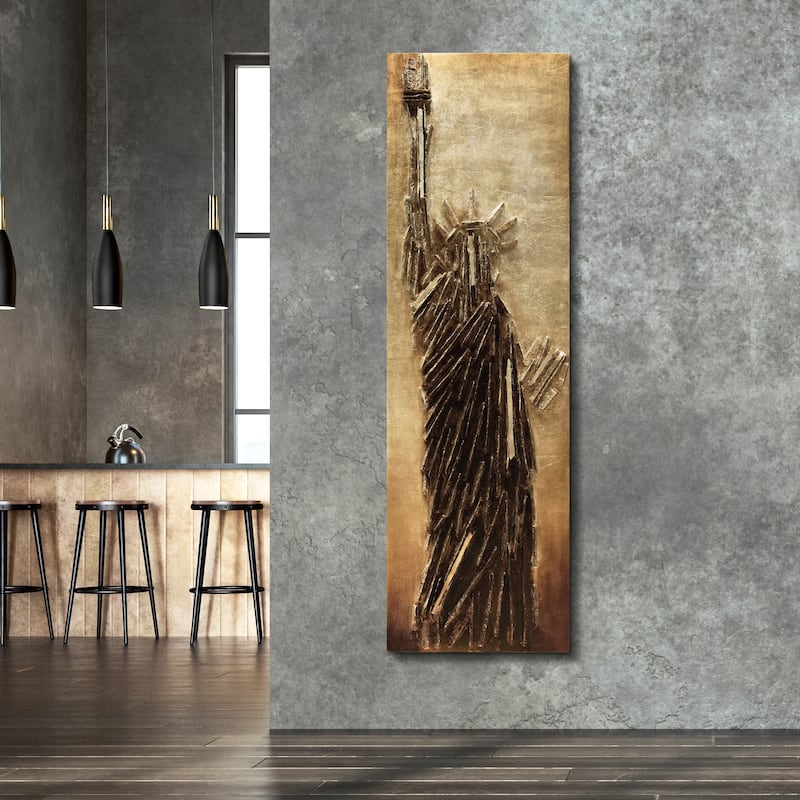 "Liberty" Handed Painted Rugged Wooden with Gold Leaf Wall Art