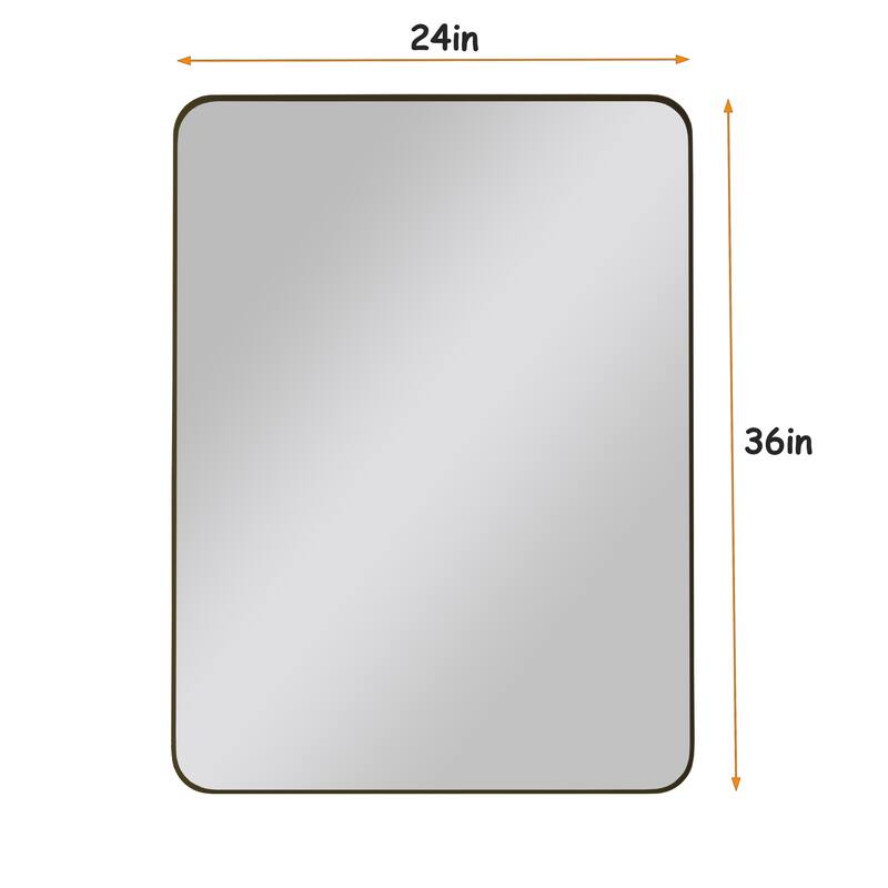 24" x 36" Black/ Gold Rectangular Wall Mount Bathroom Vanity Mirror