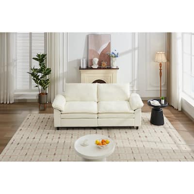 80.31" Linen 2-Seat Sofa with Hidden Storage & Soft Armrests