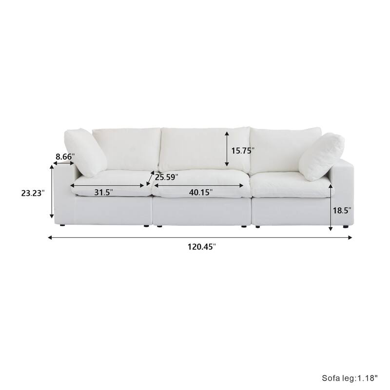 3PCS Living Room Sofa Set, Cloud Modular Sectional Sofa with Storage Ottoman