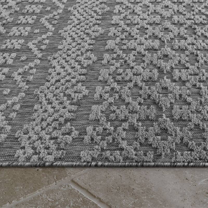 In- & Outdoor Rug Marrakesh Trellis Pattern with High/Low Effect