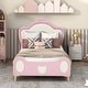 preview thumbnail 1 of 9, Twin Size Princess Platform Bed with Crown Headboard Bed Frame and Storage Pocket & 300lb Capacity (No Box Spring Needed) Pink