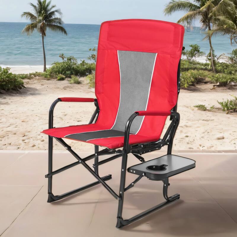 Oversized Portable Folding Camping Chair with Side Table and Pocket