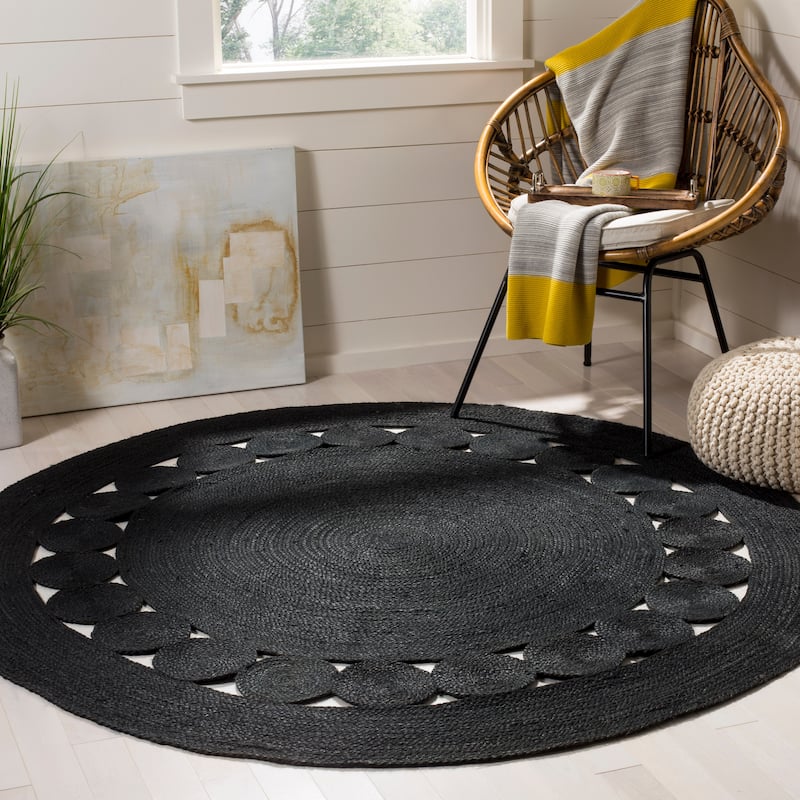 SAFAVIEH Handmade Natural Fiber April Jute Rug - 5' Round - Black