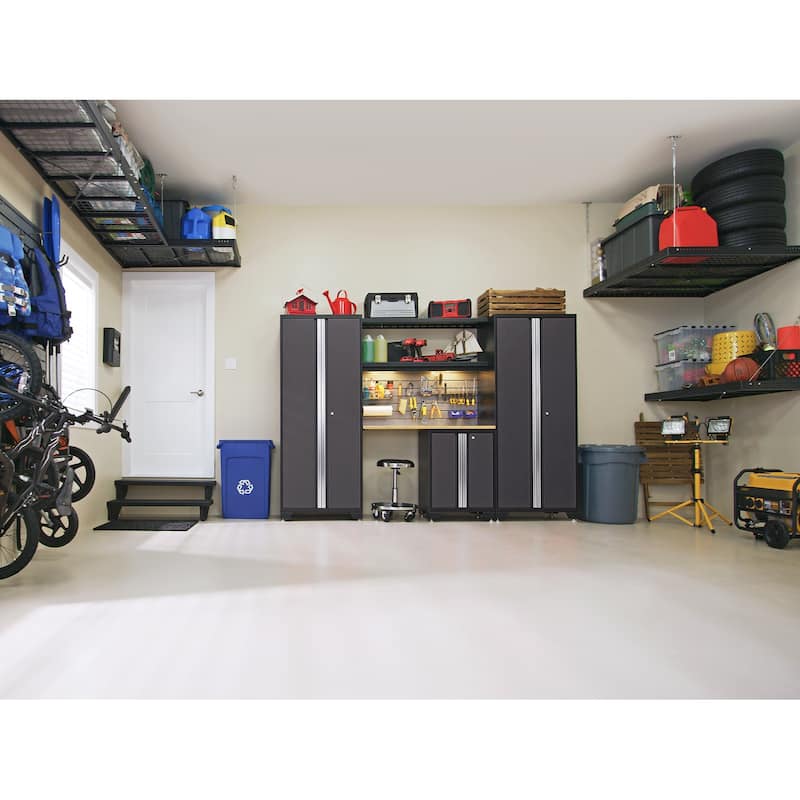 NewAge Products Bold Series Gray 9 Piece Garage Cabinet Set - Integrated Display Shelf