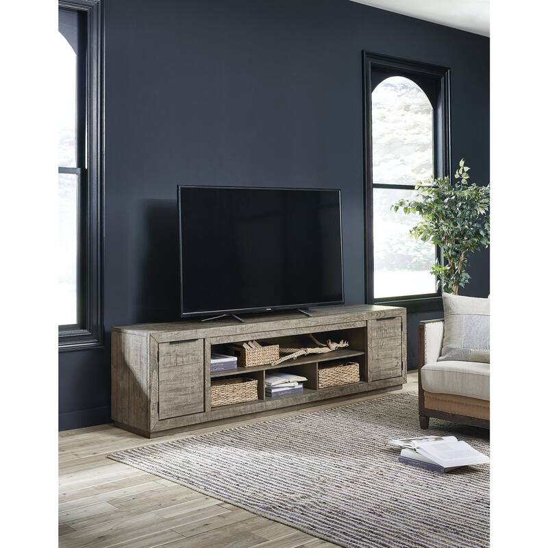 Signature Design by Ashley Krystanza Gray 92" TV Stand with Fireplace Option - 92 inches in width