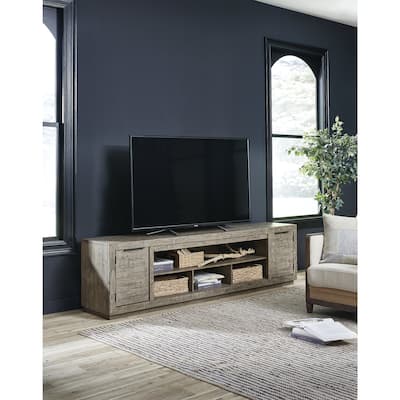 Signature Design by Ashley Krystanza Gray 92" TV Stand with Fireplace Option - 92 inches in width