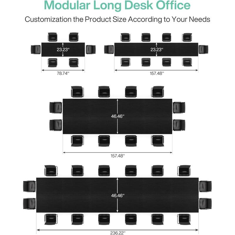 6.5FT Conference Table, Large Rectangle Conference Room Table