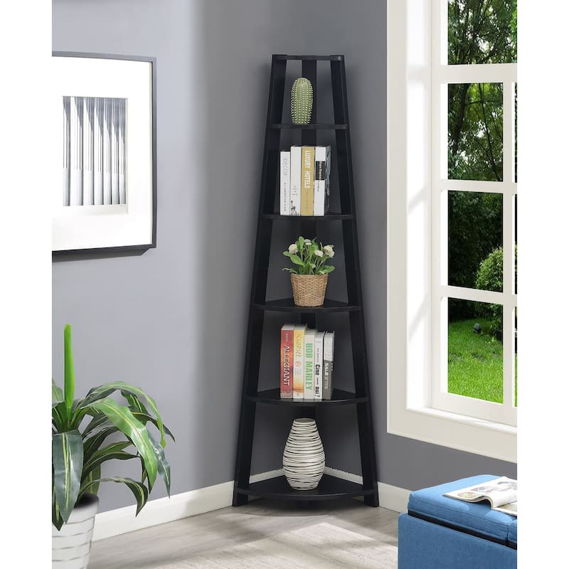 Convenience Concepts Newport 5 Tier Corner Bookshelf - Black