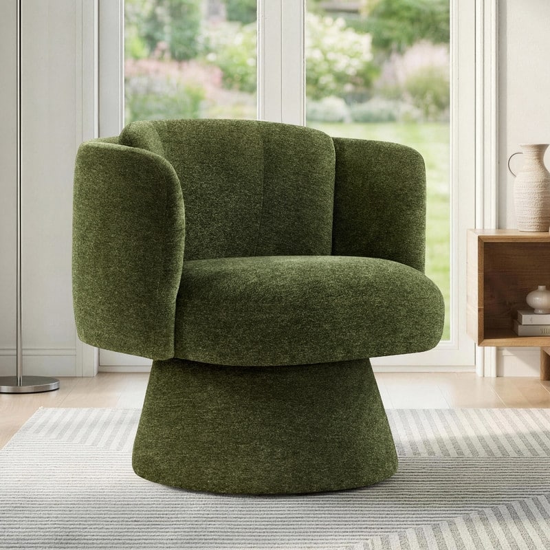 Spruce & Spring Modern Swivel Barrel Accent Chair for Living Room, Bedroom & Nursery