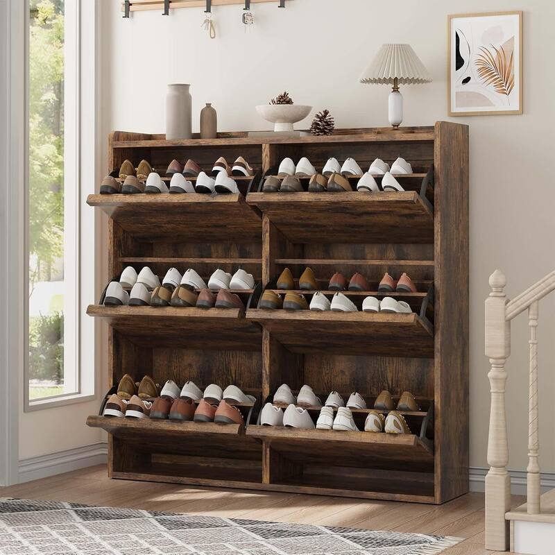 Narrow Shoe Cabinet Organizer with 6 Flip Drawers for Entryway, Hallway, Living Room