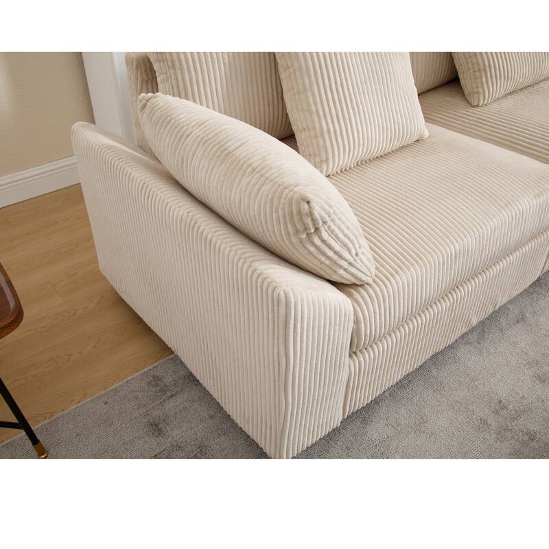 Beige 146'' Convertible Oversized 5-Seat Modular Sectional Sofa with Plush Cushions and Sturdy Construction for Living Room