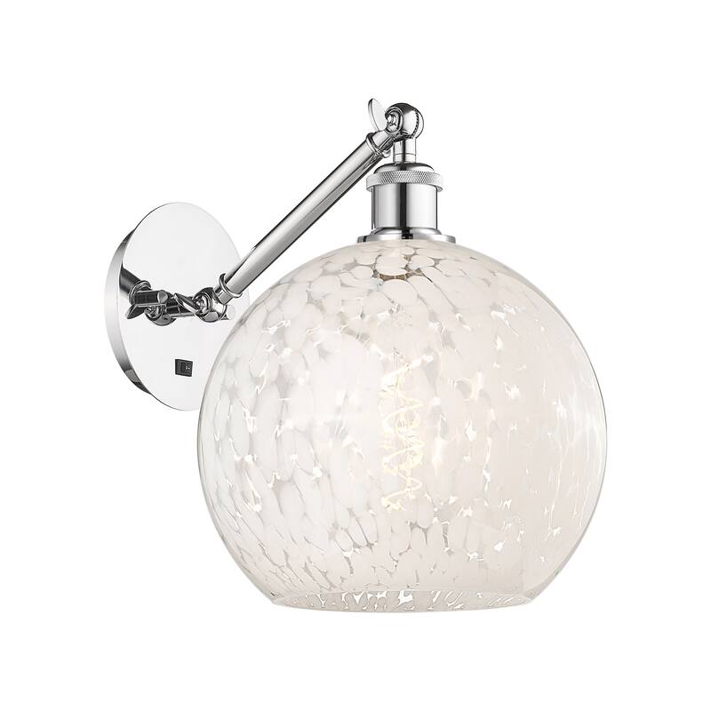Innovations Lighting Endless Possibilities Ballston - White Mouchette - 1 Light 10" Adjustable Sconce - Arm Adjusts Up and Down - White Mouchette/Polished Chrome