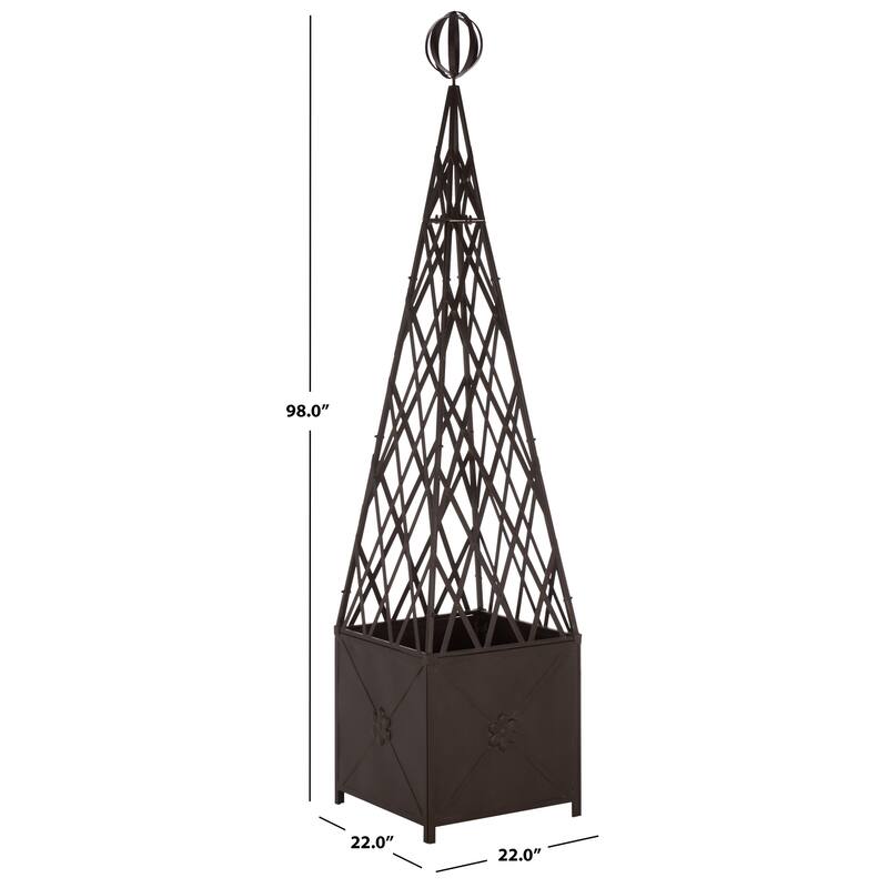 SAFAVIEH Outdoor Patio Furniture Caledonia Trellis Planter - 22"W x 22"D x 98"H