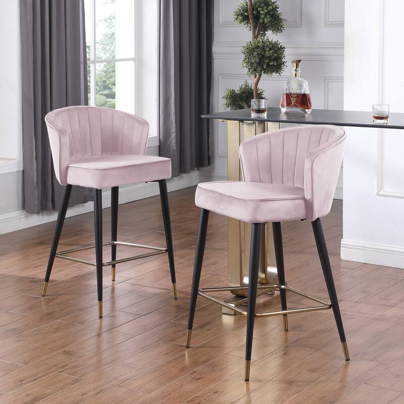 Contemporary Velvet Upholstered Counter Height Stool