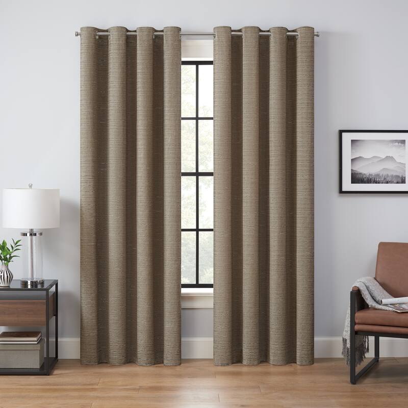 Eclipse Branson Magnitech 100% Blackout Curtain, Grommet Window Curtain Panel, Seamless Magnetic Closure (1 Panel) - 50x84 - Mocha