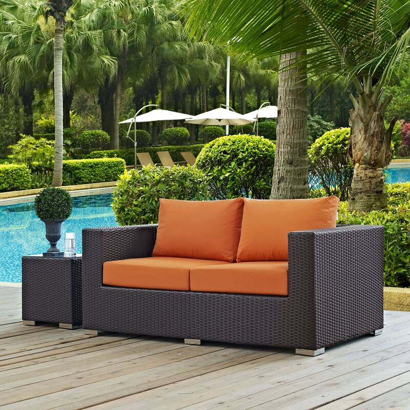 Convene Outdoor Patio Loveseat - Espresso Orange