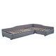 preview thumbnail 32 of 40, 3-in-1 Daybed L-shape Corner Sofa Bed with Pull-out Drawer and Trundle Bed, Linen Upholstered Bed Twin Size Sleeper Couch Bed