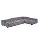 preview thumbnail 5 of 8, L Shaped Bed Upholstered Double Twin Size Daybed with Trundle, Drawer and Wooden Slats, No Box Spring Needed, Grey
