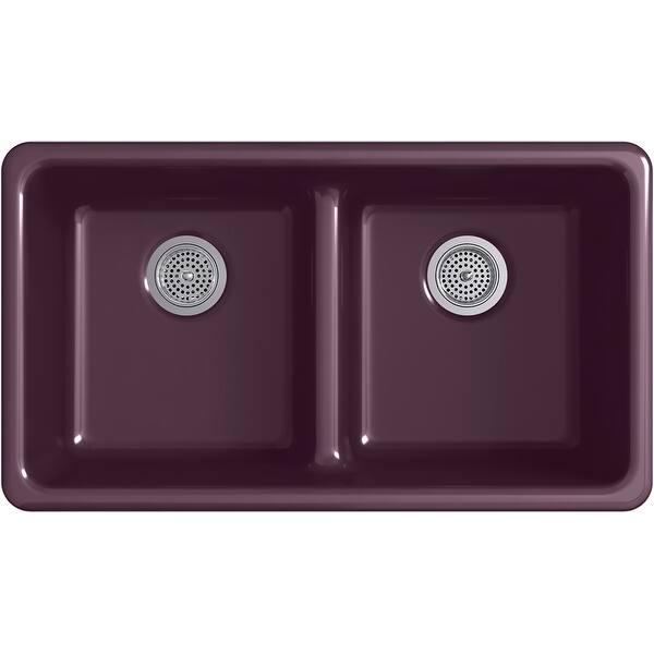 Kohler K 5312 Iron Tones 33 Drop In Double Basin Cast Iron Kitchen Overstock 16297092 White