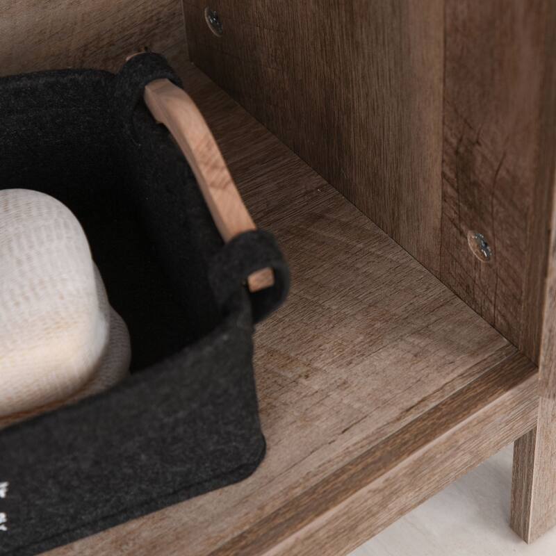 Barnwood Particleboard Bathroom Storage Cabinet with ‘U’ Cut-Out Design for Sink - 23.5" L x 11.75" W x 23.5" H