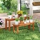 preview thumbnail 2 of 7, Gymax Wooden Plant Stand Set of 2 w/ Teak Oil Finish Slatted Top