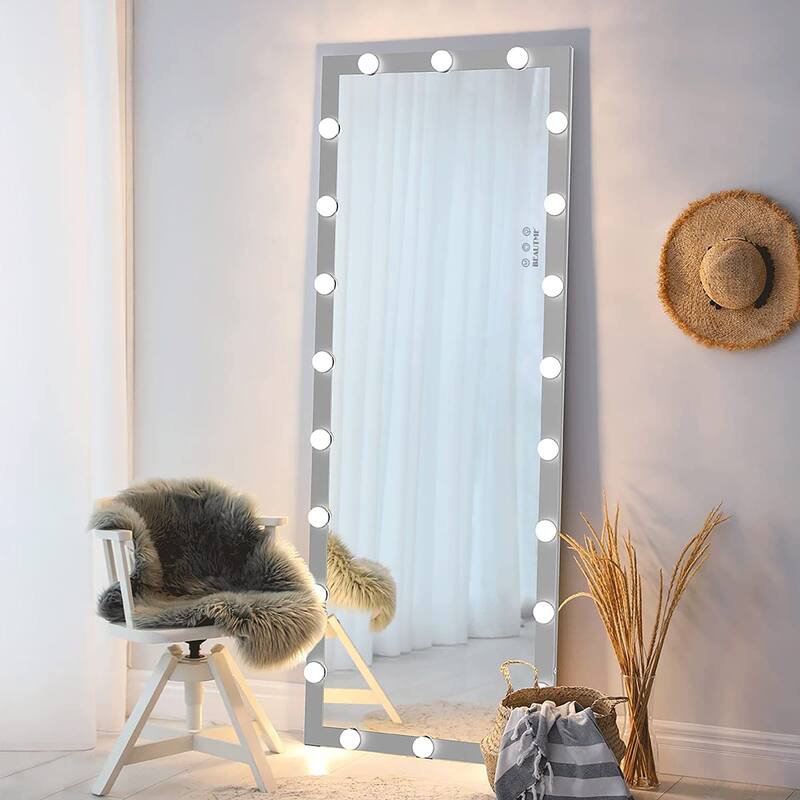 63 Inch Rectangular Framed Dimmable Wall Mounted LED Full Length Mirror