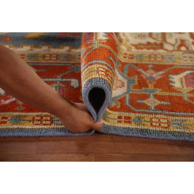 Geometric Heriz Serapi Oriental Area Rug Handmade Wool Carpet - 8'9"x 11'8"