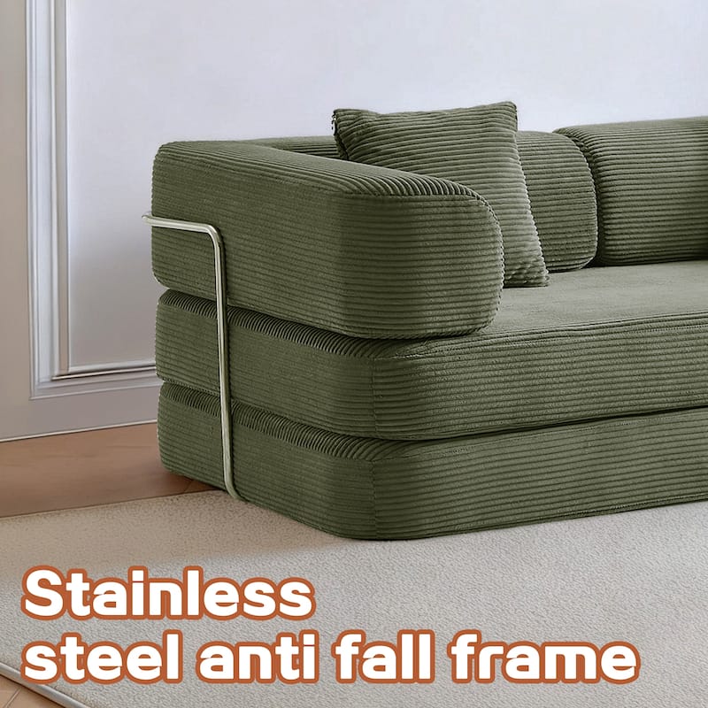 Convertible Floor Couch Sofa Bed with Blanket Pillow, Compressed Modular Lounge Sleeper for Living Room Bedroom