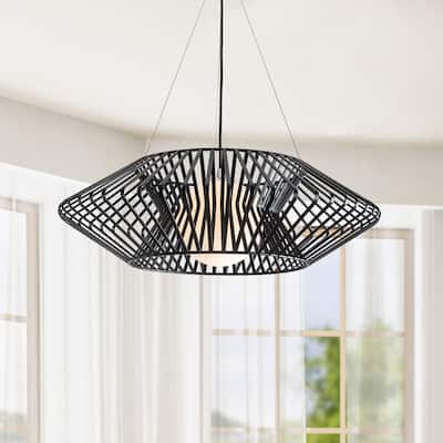 Bibiana 1 Light Black Geometric Metal Glass Shade Pendant Chandelier