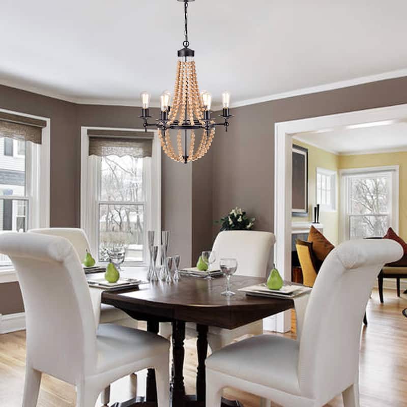 Mawson 6-Light Candle Style Chandelier With Wood Accents