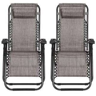 Portable Zero Gravity Beach Chair with Adjustable Headrest, Set of 2 ...